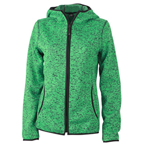Ladies’ Knitted Fleece Hoody , James Nicholson, grün-melange/schwarz, 100% Polyester, S, , Bild 1