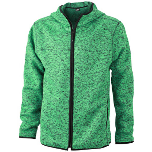 Men’s Knitted Fleece Hoody , James Nicholson, grün-melange/schwarz, 100% Polyester, L, , Bild 1