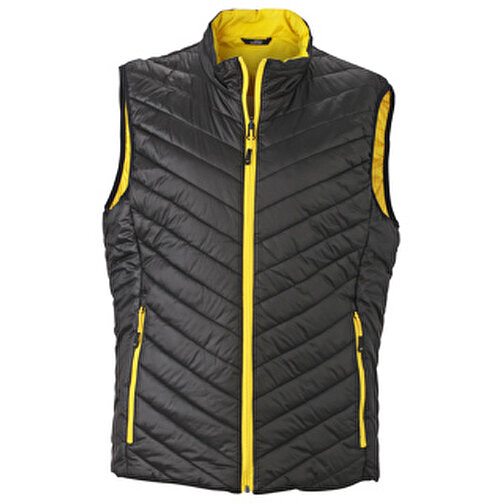 Men’s Lightweight Vest , James Nicholson, schwarz/gelb, 100% Polyester DuPont™ Sorona®, M, , Bild 1