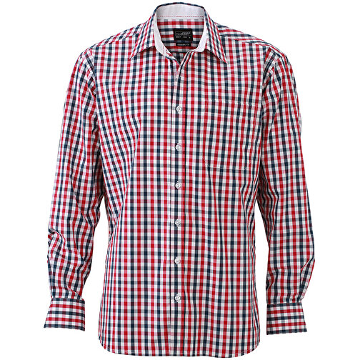 Men’s Checked Shirt , James Nicholson, navy/rot-navy-weiß, 100% Baumwolle, 3XL, , Bild 1