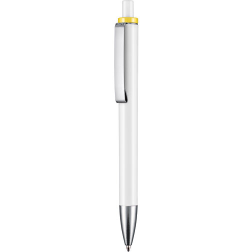 Kugelschreiber EXOS , Ritter-Pen, zitronen-gelb/weiss, ABS-Kunststoff, 14,00cm (Länge), Bild 1