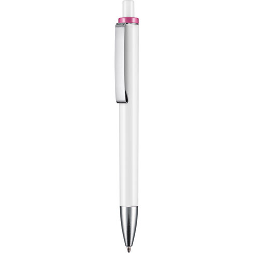 Kugelschreiber EXOS , Ritter-Pen, pink/weiss, ABS-Kunststoff, 14,00cm (Länge), Bild 1