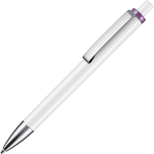 Kugelschreiber EXOS , Ritter-Pen, violett/weiss, ABS-Kunststoff, 14,00cm (Länge), Bild 2