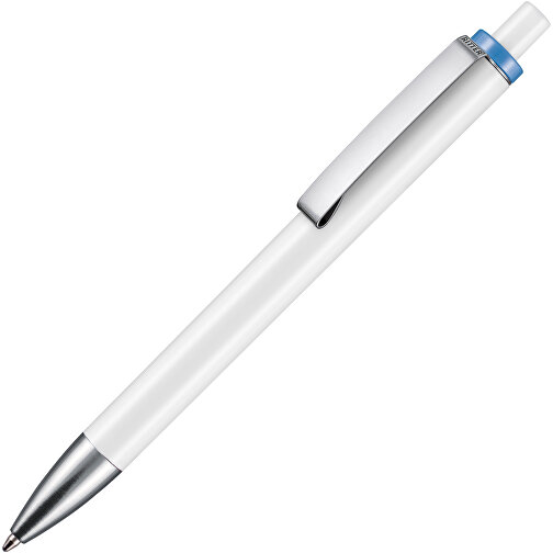Kugelschreiber EXOS , Ritter-Pen, taubenblau/weiss, ABS-Kunststoff, 14,00cm (Länge), Bild 2