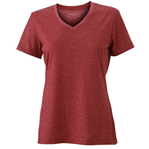 Ladies’ Heather T-Shirt , James Nicholson, wine-melange, 65% Polyester, 35% Baumwolle, S, , Bild 1