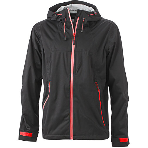 Men’s Outdoor Jacket , James Nicholson, schwarz/rot, 100% Polyester, 3XL, , Bild 1