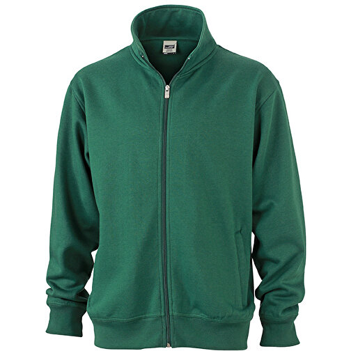 Workwear Sweat Jacket , James Nicholson, dark-grün, 70% Baumwolle, 30% Polyester, 4XL, , Bild 1
