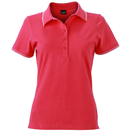 Ladies’ Polo , James Nicholson, pink/weiß, 95% Baumwolle, 5% Elasthan, S, , Bild 1
