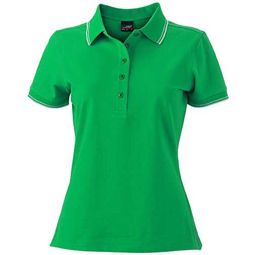 Ladies’ Polo , James Nicholson, fern-grün/weiß, 95% Baumwolle, 5% Elasthan, S, , Bild 1