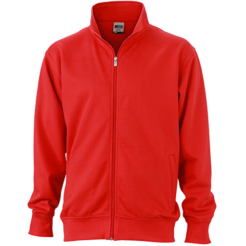 Workwear Sweat Jacket , James Nicholson, rot, 70% Baumwolle, 30% Polyester, M, , Bild 1