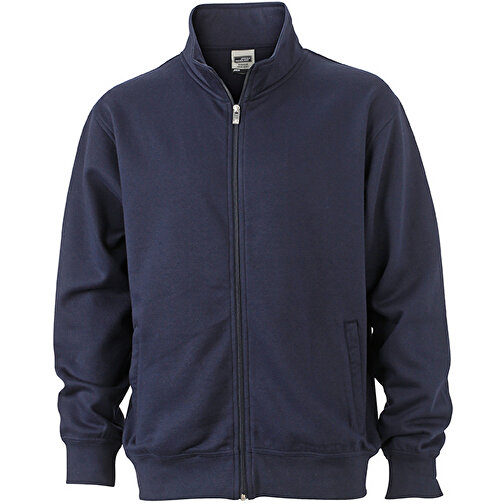 Workwear Sweat Jacket , James Nicholson, navy, 70% Baumwolle, 30% Polyester, XL, , Bild 1