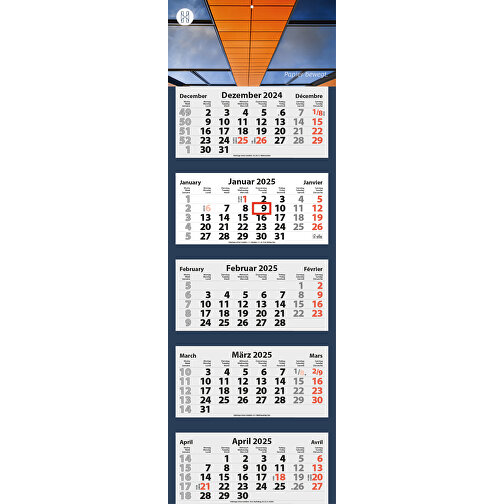 5-Monats Faltkalender 'Quintus-Light Plus' , Rückwand: 290 g/m² Chromokarton, Kalenderblätter: 70 g/m² holzfrei weiß, chlorfrei gebleicht, 99,00cm x 33,00cm (Höhe x Breite), Bild 1