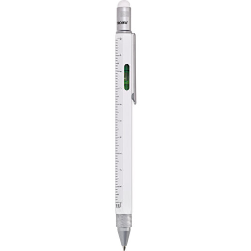 TROIKA Multitasking-Kugelschreiber CONSTRUCTION , Troika, silberfarben, weiß, Messing, 15,00cm x 1,30cm x 1,10cm (Länge x Höhe x Breite), Bild 1