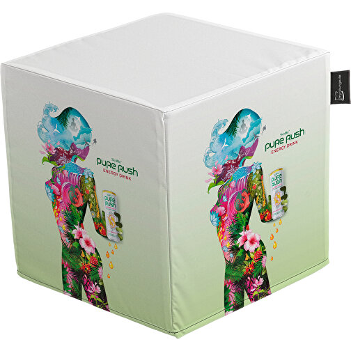Sitzwürfel Cube 45 Inkl. 4c Digitaldruck , 40% Repreve® / 60% Polyester, 45,00cm x 45,00cm x 45,00cm (Länge x Höhe x Breite), Bild 1