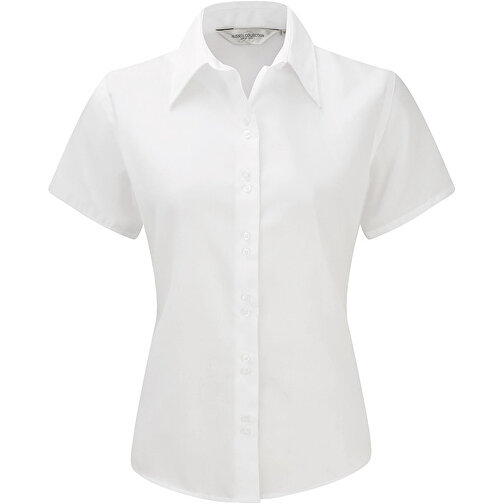 Bügelfreie Damen-Bluse Kurzarm , Russell, weiß, 100 % Baumwolle, 4XL, , Bild 1