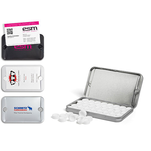 B2Box Mit Tampondruck , silber-matt, Weißblech, 6,60cm x 0,85cm x 10,50cm (Länge x Höhe x Breite), Bild 1