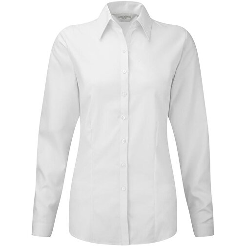 Herringbone Shirt Für Damen Langarm , Russell, weiss, 84 % Baumwolle, 16 % Polyester, XL, , Bild 1