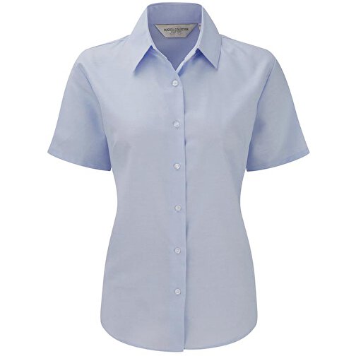 Kurzärmelige Oxford Damenbluse , Russell, oxfordblau, 70 % Baumwolle / 30 % Polyester, 5XL, , Bild 1