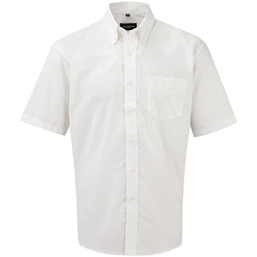 Kurzärmliges Oxford-Hemd , Russell, weiß, 70 % Baumwolle / 30 % Polyester, L, , Bild 1