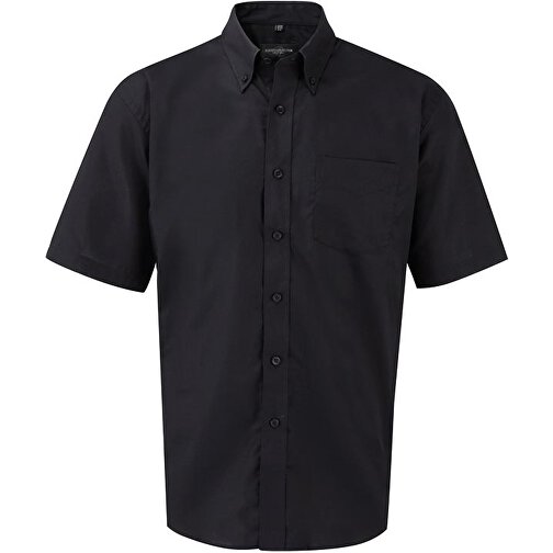 Kurzärmliges Oxford-Hemd , Russell, schwarz, 70 % Baumwolle / 30 % Polyester, 5XL, , Bild 1