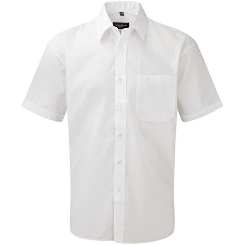 Kurzärmeliges Popeline-Hemd , Russell, weiss, 65 % Polyester / 35 % Baumwolle, XL, , Bild 1
