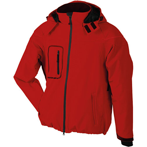 Men´s Winter Softshell Jacket , James Nicholson, rot, Aussenmaterial: 95 % Polyester, 5 % Elastan, Futter und Wattierung: 100 % Polyester, 2XL, , Bild 1