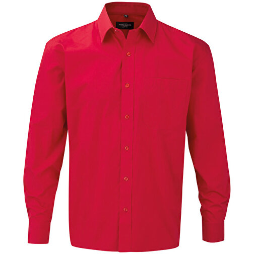 Poplin Langarm Hemd , Russell, rot, 100 % Baumwolle, S, , Bild 1
