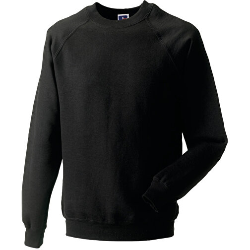 Raglan Sweatshirt , Russell, schwarz, 50 % Baumwolle / 50 % Polyester, S, , Bild 1