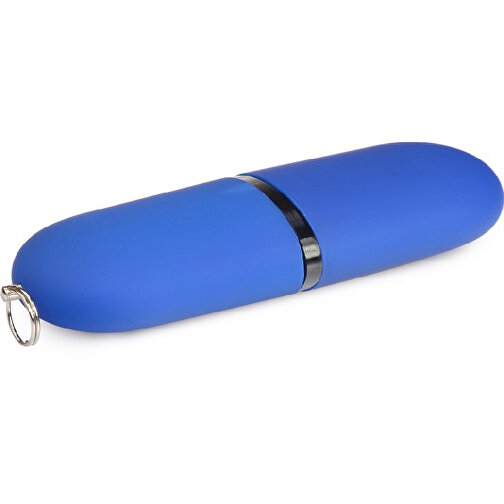 USB-Stick ROUND 4GB , Promo Effects MB , blau gummiert MB , 4 GB , Kunststoff MB , 3 - 10 MB/s MB , 6,20cm x 1,25cm x 2,40cm (Länge x Höhe x Breite), Bild 1
