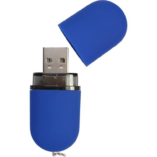 USB-Stick ROUND 4GB , Promo Effects MB , blau gummiert MB , 4 GB , Kunststoff MB , 3 - 10 MB/s MB , 6,20cm x 1,25cm x 2,40cm (Länge x Höhe x Breite), Bild 2