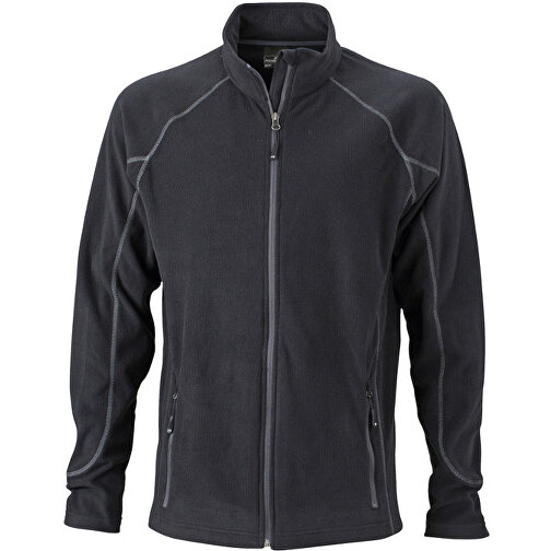 Men´s Structure Fleece Jacket , James Nicholson, schwarz / carbon, 100 % Polyester, 3XL, , Bild 1