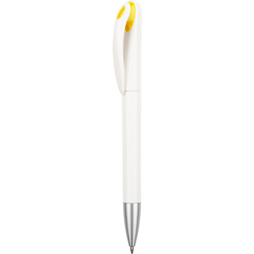 Kugelschreiber Halo , Promo Effects, weiß / gelb, Kunststoff, 14,00cm (Länge), Bild 1