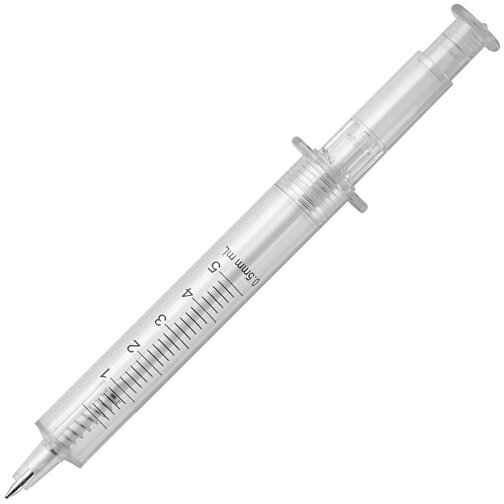 Spritzenkugelschreiber Transparent , transparent weiß, AS, 13,40cm (Länge), Bild 2