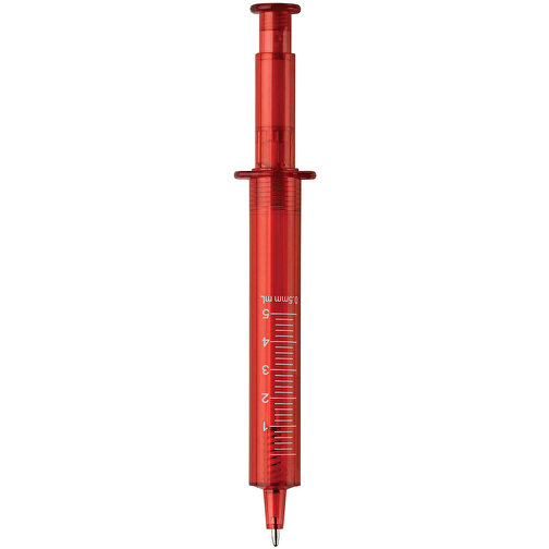 Spritzenkugelschreiber Transparent , transparent rot, AS, 13,40cm (Länge), Bild 1