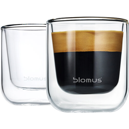 Set 2 Espresso-Gläser -Nero- , Blomus, transparent, Borosilikatglas, doppelwandig, 5,80cm x 6,60cm x 5,80cm (Länge x Höhe x Breite), Bild 1