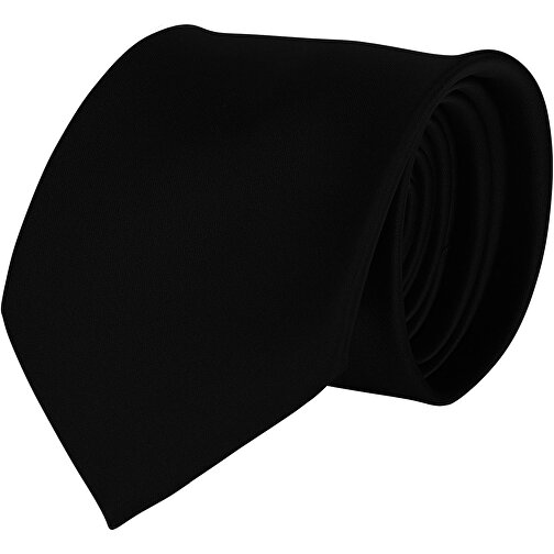 Krawatte, 100% Polyester Satin, Uni, Glänzend , schwarz, Polyester, glänzend, 148,00cm x 7,50cm (Länge x Breite), Bild 1