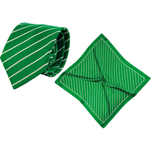 Set (Krawatte, Reine Seide + Tuch, Reine Seide Satin, Ca. 53 X 53 Cm) , grün, Reine Seide, jacquardgewebt, Satin, , Bild 1