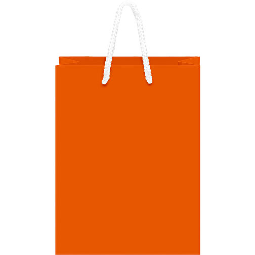 Laminierte Papiertasche, Klein , orange, Papier, 18,00cm x 24,00cm x 8,00cm (Länge x Höhe x Breite), Bild 4
