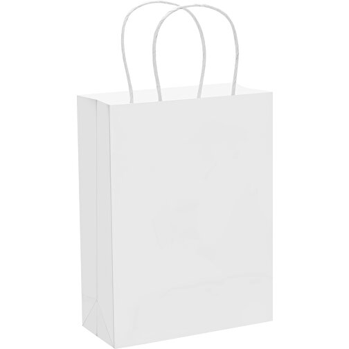 Große Papiertasche Im Eco Look 120g/m² , weiß, Papier, 30,00cm x 40,00cm x 12,00cm (Länge x Höhe x Breite), Bild 2