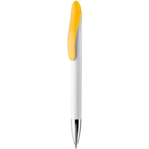 Kugelschreiber Speedy Metallspitze Twist , weiss / gelb, ABS, 14,30cm (Länge), Bild 1