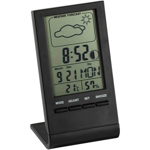 Elektronische Wetterstation Schwarz , schwarz, ABS, 5,20cm x 10,80cm x 5,70cm (Länge x Höhe x Breite), Bild 1