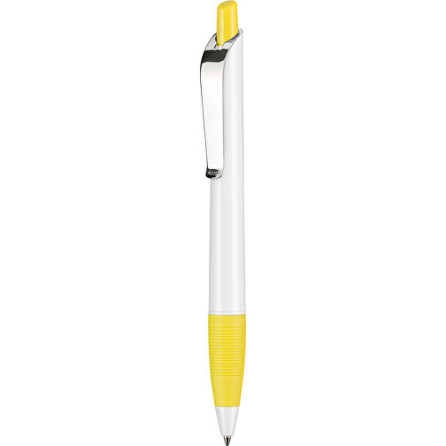 Kugelschreiber Bond Shiny , Ritter-Pen, weiss/zitronen-gelb, ABS u. Metall, 14,30cm (Länge), Bild 1