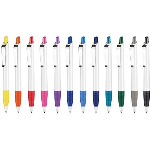 Kugelschreiber Bond Shiny , Ritter-Pen, weiß/azurblau, ABS u. Metall, 14,30cm (Länge), Bild 4