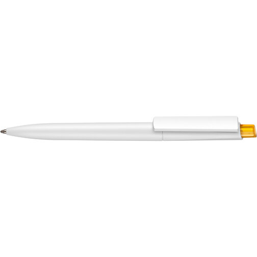 Kugelschreiber Crest ST , Ritter-Pen, weiss/mango-gelb-TR/FR, ABS-Kunststoff, 14,90cm (Länge), Bild 3