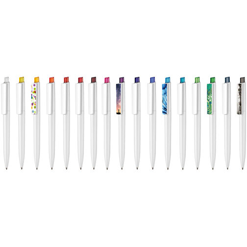 Kugelschreiber Crest ST , Ritter-Pen, weiß/feuer-rot-TR/FR, ABS-Kunststoff, 14,90cm (Länge), Bild 4