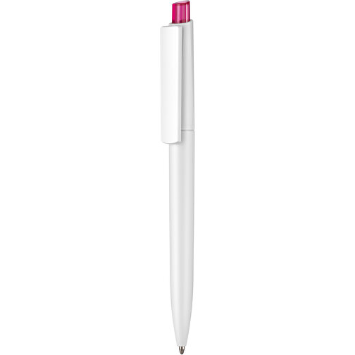 Kugelschreiber Crest ST , Ritter-Pen, weiss/magenta-pink-TR/FR, ABS-Kunststoff, 14,90cm (Länge), Bild 1