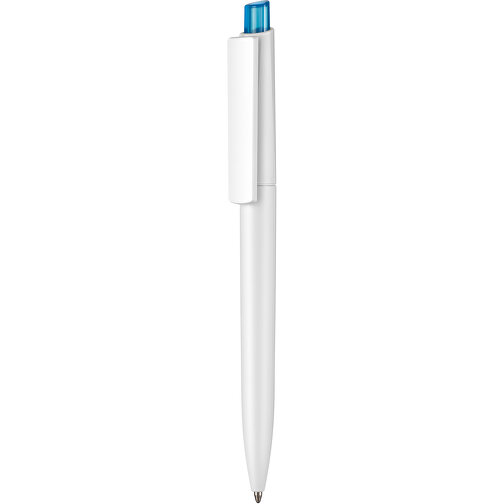 Kugelschreiber Crest ST , Ritter-Pen, weiss/caribic-blau-TR/FR, ABS-Kunststoff, 14,90cm (Länge), Bild 1