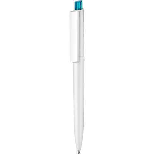Kugelschreiber Crest ST , Ritter-Pen, weiß/türkis-TR/FR, ABS-Kunststoff, 14,90cm (Länge), Bild 1