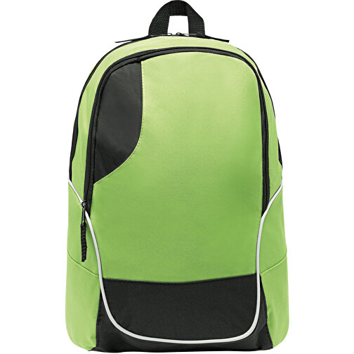 Rucksack CURVE , hellgrün, schwarz, 600D Polyester, 46,00cm x 19,00cm x 34,00cm (Länge x Höhe x Breite), Bild 2