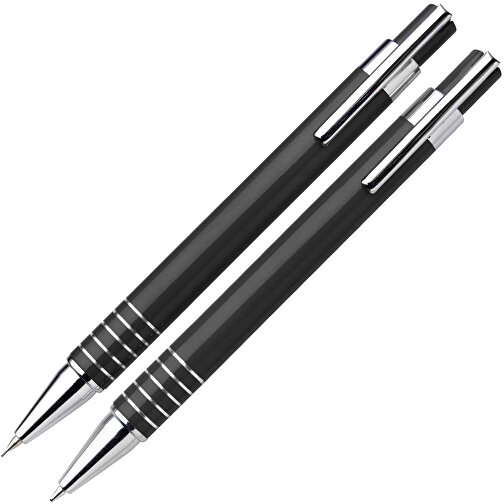 Schreibset Colour-Line , schwarz, Aluminium, Metall, 16,00cm x 1,50cm x 5,00cm (Länge x Höhe x Breite), Bild 2